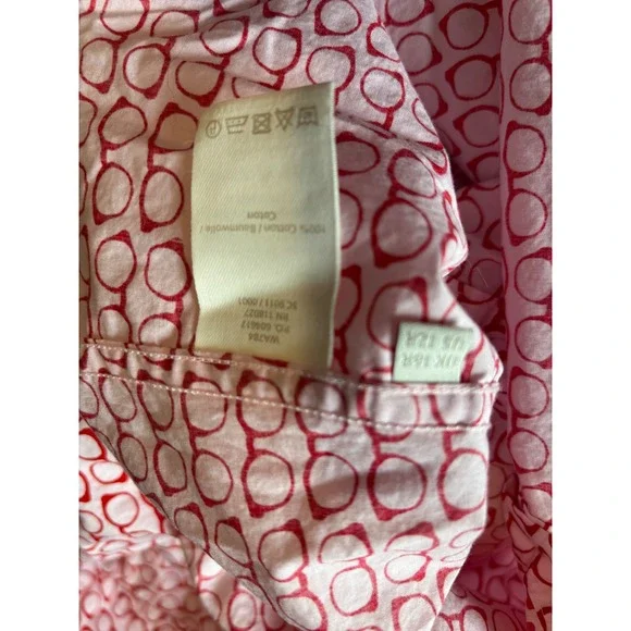 Boden The Classic Shirt Red White Eyeglasses Print Cotton Button Down US 12R - Picture 8 of 9